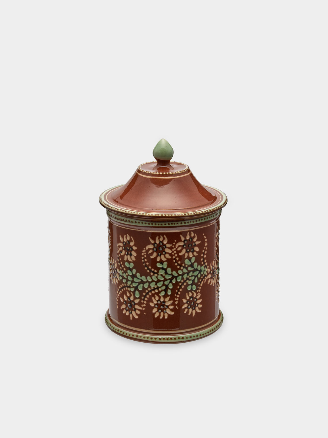 Poterie d’Évires - Flowers Hand-Painted Ceramic Small Lidded Pot -  - ABASK - 