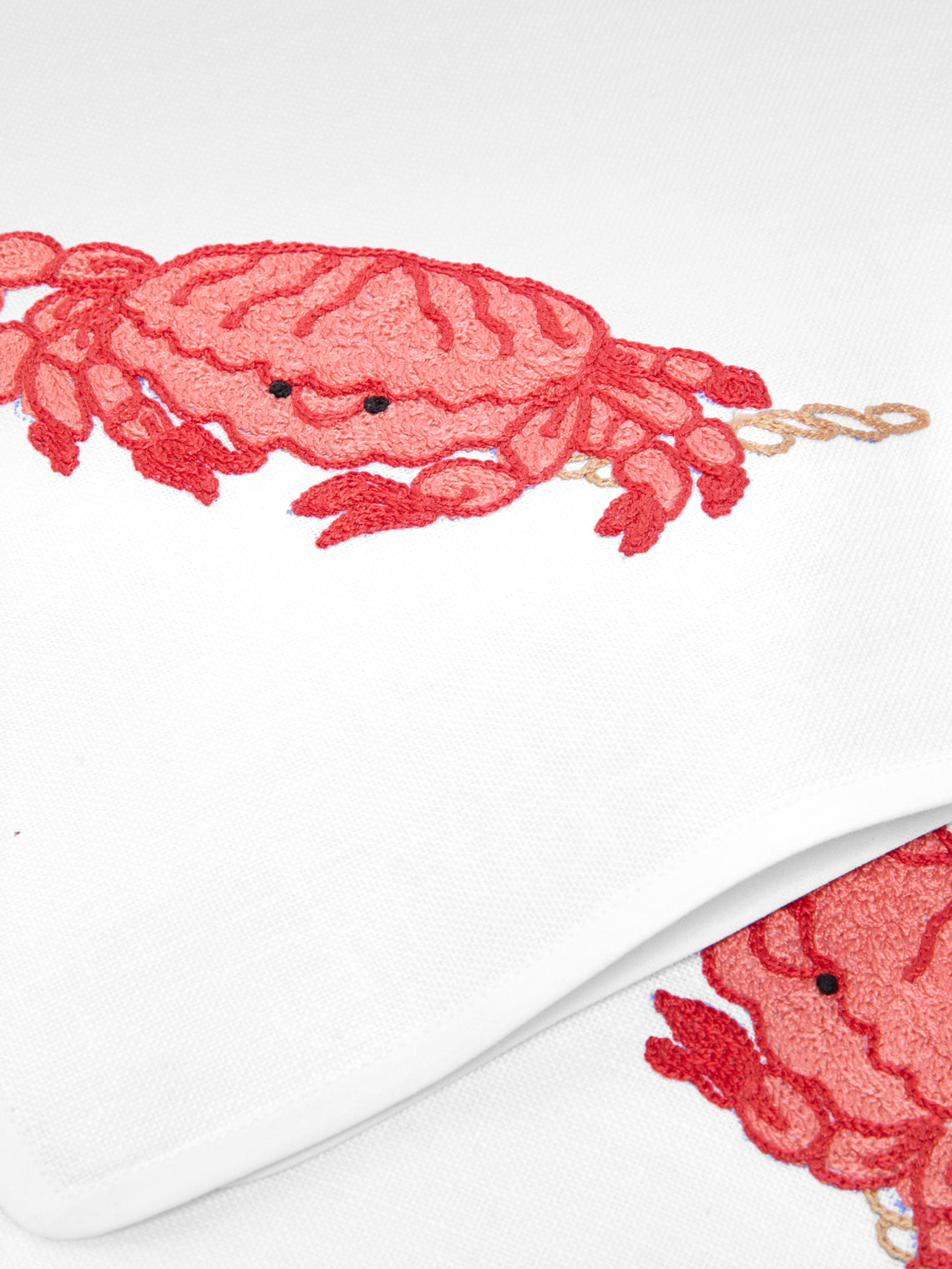 Loretta Caponi - Crabs with Rope Hand-Embroidered Linen Napkins (Set of 2) -  - ABASK