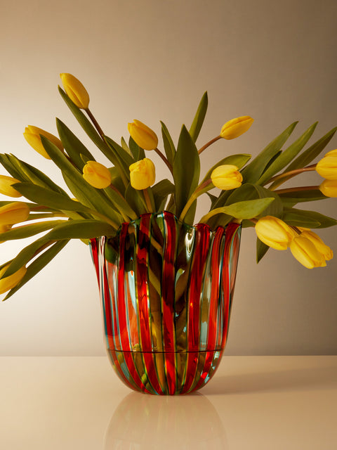 Venini - Fazzoletto Hand-Blown Murano Glass Medium Vase - Orange - ABASK