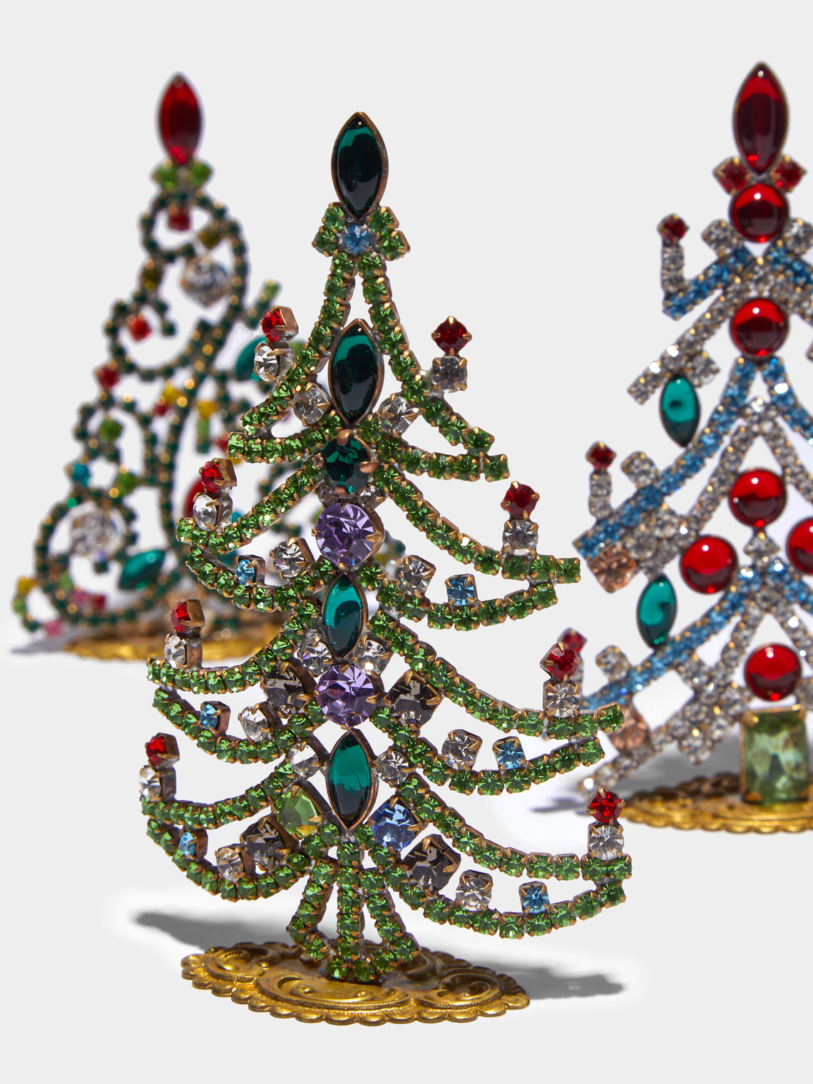 Antique and Vintage - 1930s Czech Jewelled Extra Small Christmas Trees (Set of 3) -  - ABASK