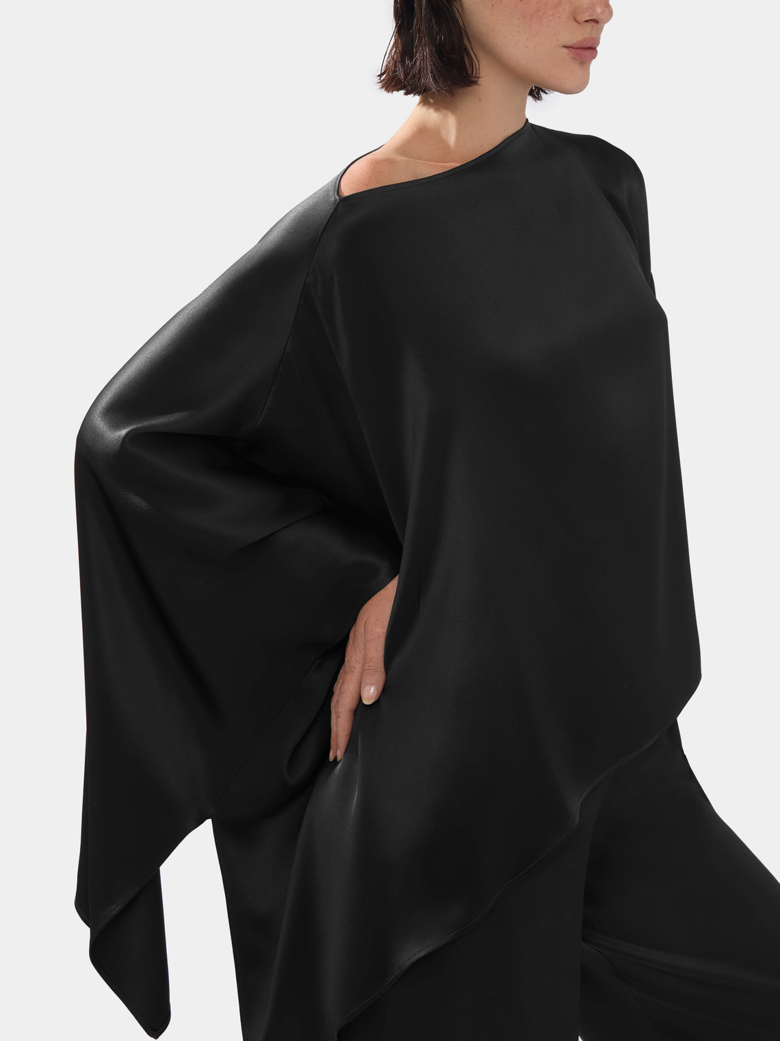 Dusan - Silk Asymmetric T-Shirt | One Size -  - ABASK