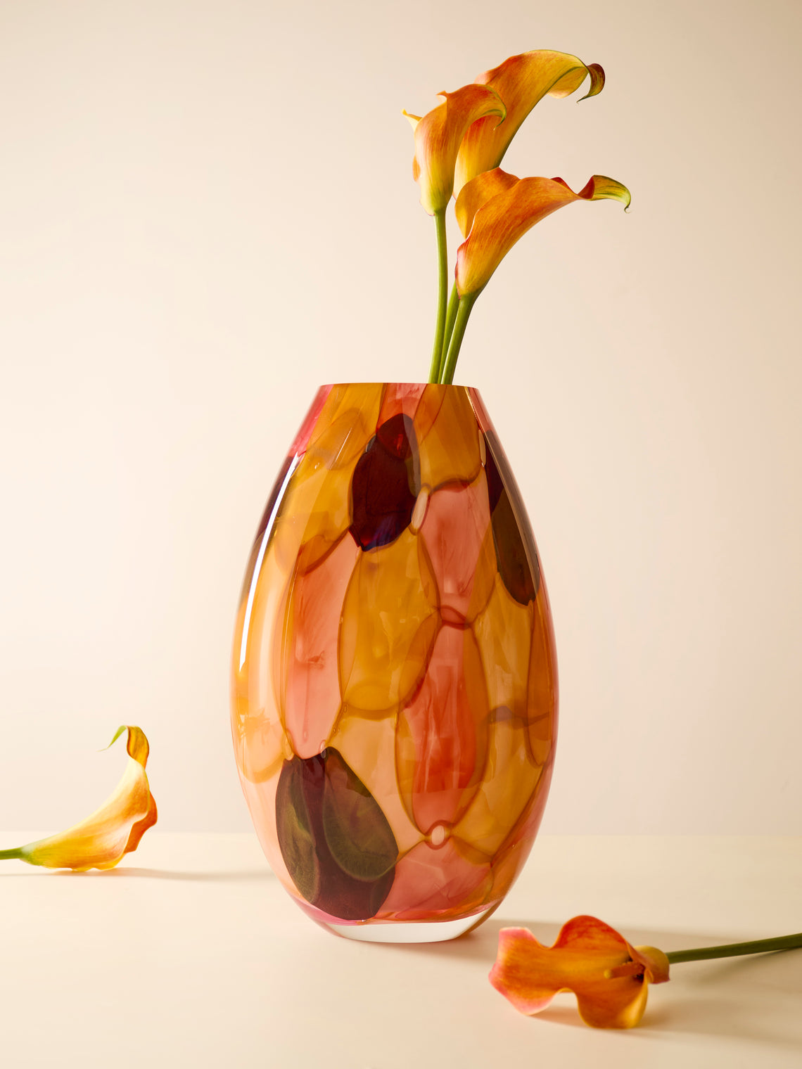 David Valner - Aquarelle Hand-Blown Glass Tall Vase -  - ABASK