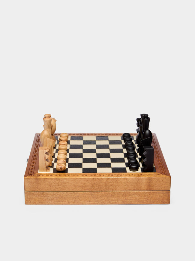 Métier - Wood and Leather Travel Chess and Backgammon Set -  - ABASK - 