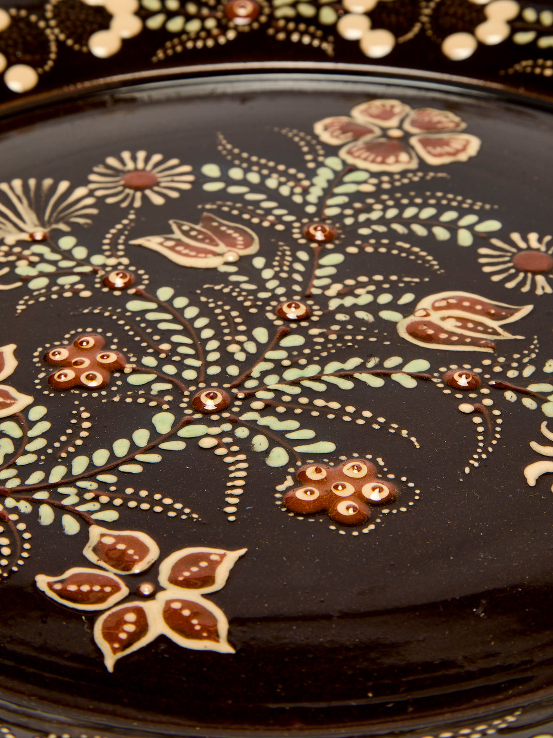 Poterie d’Évires - Flowers Hand-Painted Ceramic Small Round Platter -  - ABASK