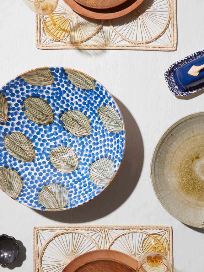 Malaika - Leaves Hand-Painted Ceramic Serving Bowl -  - ABASK