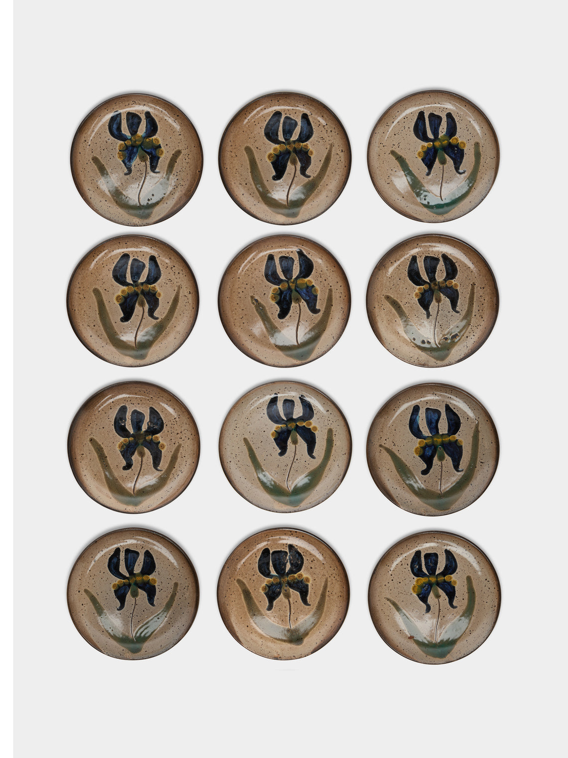 Antique and Vintage - 1950s Poterie Dieulefit Iris Ceramic Small Plates (Set of 12) -  - ABASK