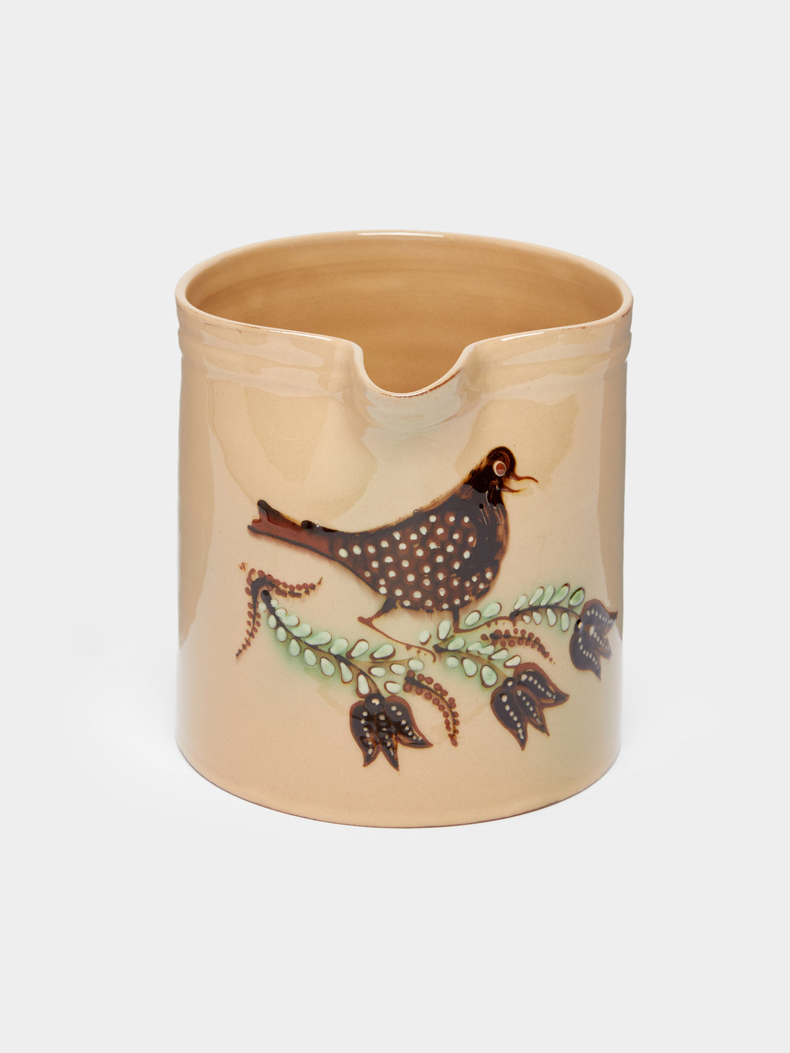 Poterie d’Évires - Birds Hand-Painted Ceramic Straight-Edge Jug -  - ABASK