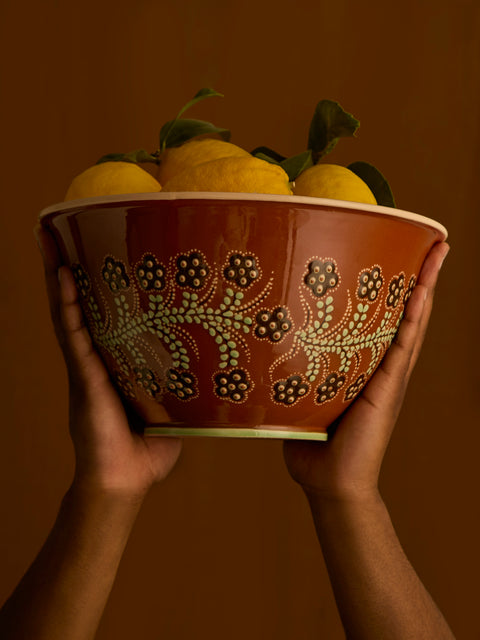 Poterie d’Évires - Flowers Hand-Painted Ceramic Salad Bowl -  - ABASK