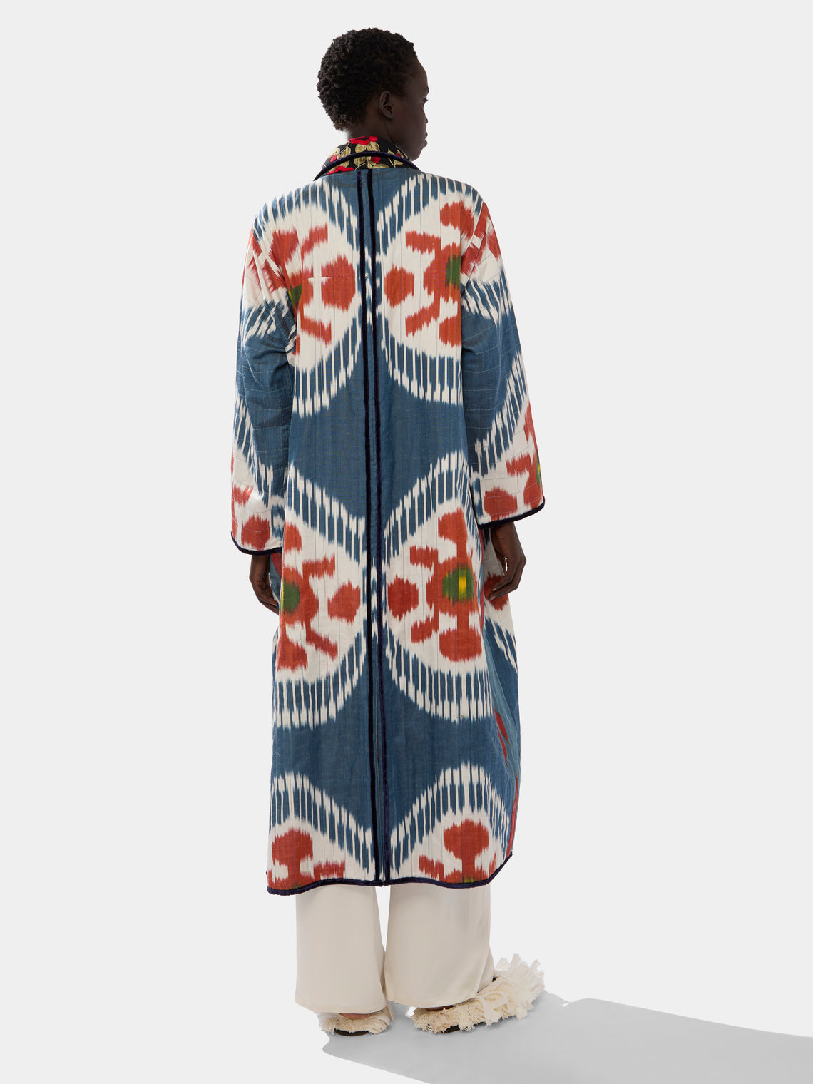 Nazzy Beglari - Hand-Loomed Ikat Silk and Cotton Reversible Robe | One Size -  - ABASK