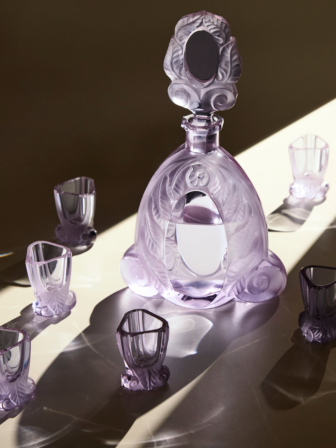 Antique and Vintage - 1930s Alexandrite Crystal Decanter with Shot Glasses (Set of 6) -  - ABASK