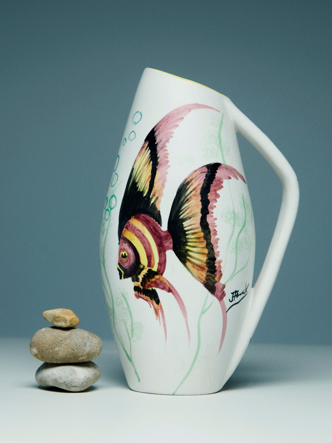 Antique and Vintage - 1960s Vallauris Ceramic Fish Jug -  - ABASK