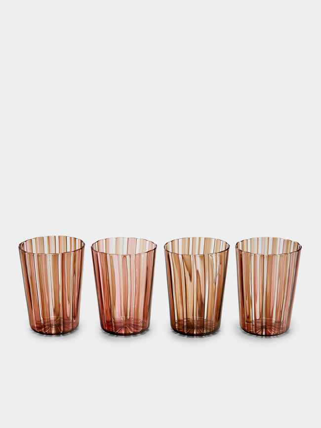 Mori Glass - Hand-Blown Glass Striped Tumblers (Set of 4) -  - ABASK