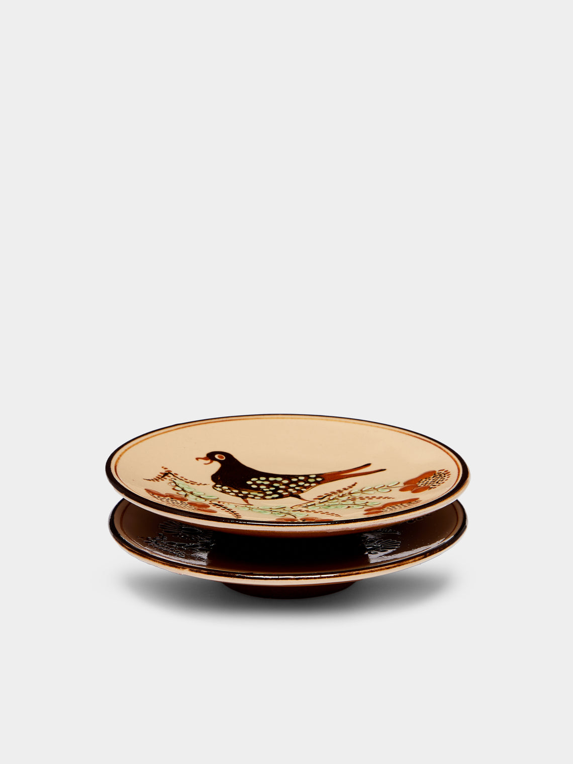 Poterie d’Évires - Birds Hand-Painted Ceramic Dessert Plates (Set of 2) -  - ABASK