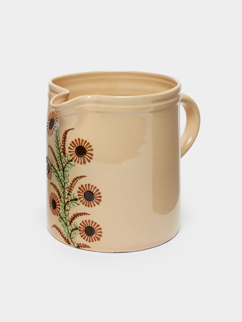 Poterie d’Évires - Flowers Hand-Painted Ceramic Large Straight-Edge Jug -  - ABASK - 