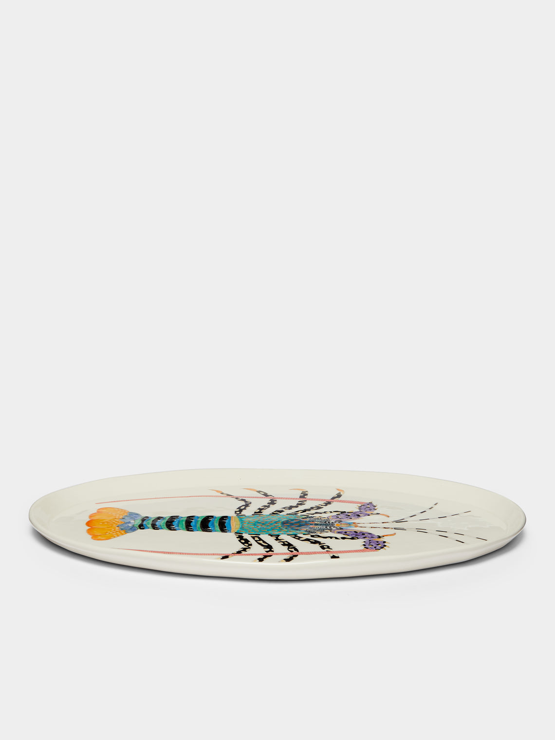 Casa Adams - Tropical Rock Lobster Hand-Painted Porcelain Large Serving Platter -  - ABASK