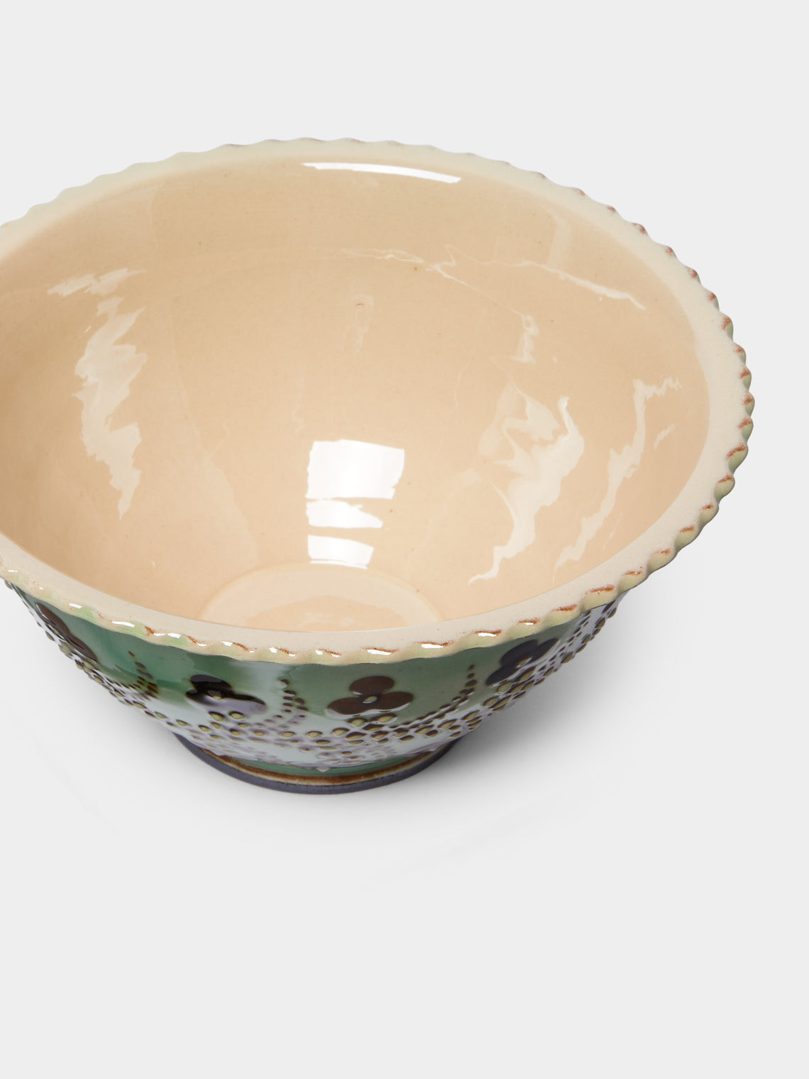Poterie d’Évires - Flowers Hand-Painted Ceramic Fluted Bowl -  - ABASK