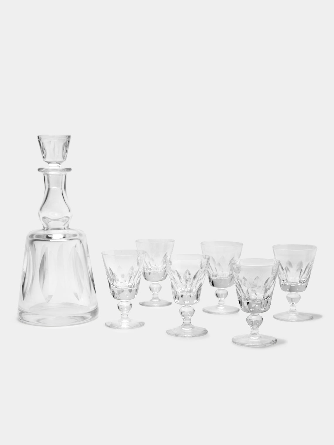 Antique and Vintage - 1930s Saint Louis Crystal Decanter with Glasses (Set of 7) -  - ABASK - 