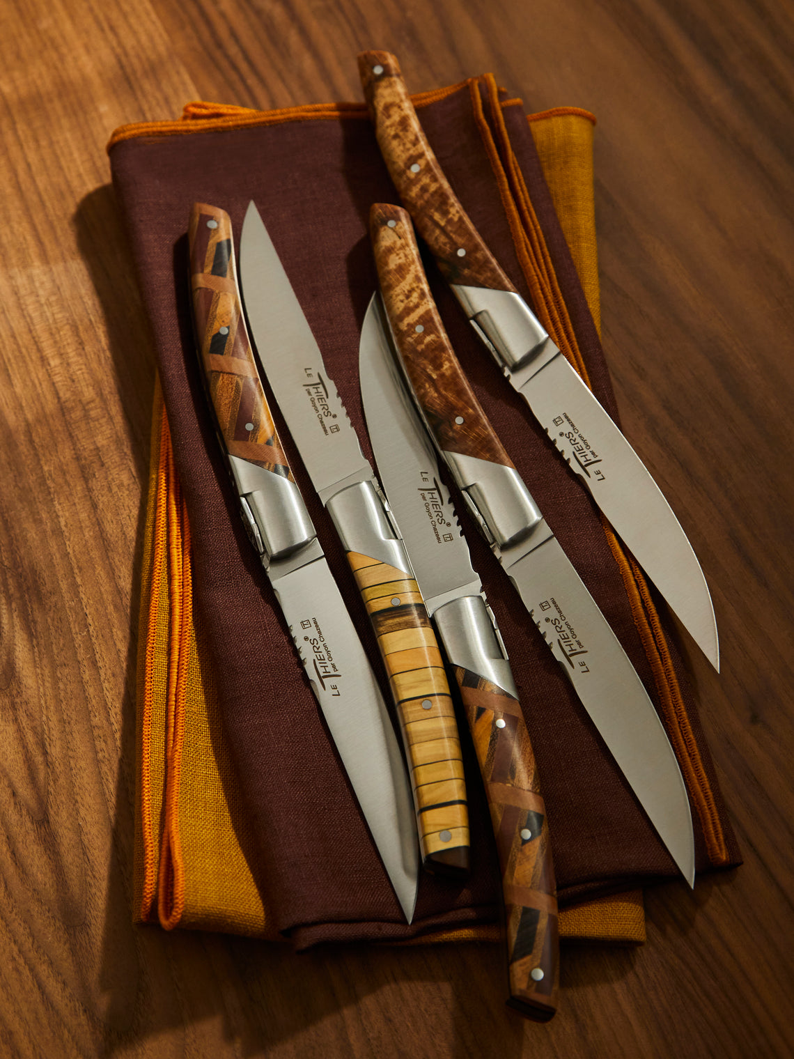 Goyon-Chazeau - Le Thiers Prestige Marquetry Wood Steak Knives (Set of 6) -  - ABASK