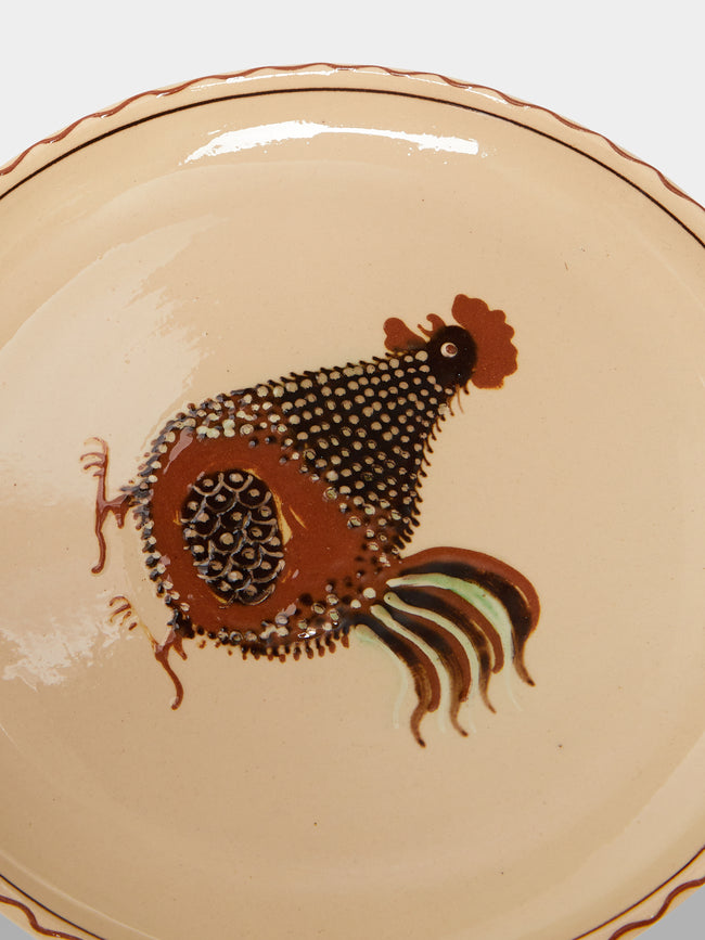 Poterie d’Évires - Chickens Hand-Painted Ceramic Small Plates (Set of 4) -  - ABASK