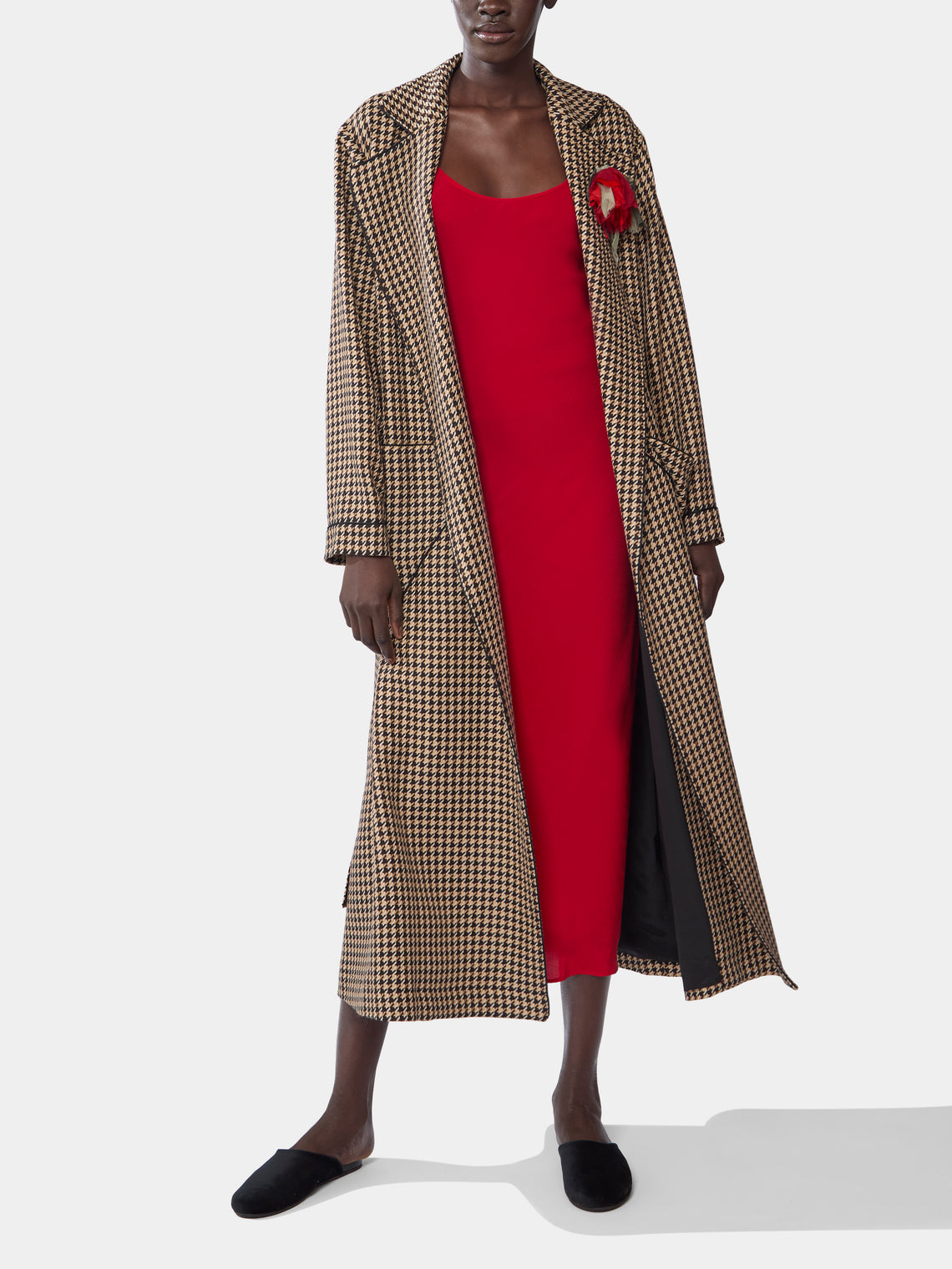 Emilia Wickstead - Wool Houndstooth Robe | Size: S -  - ABASK