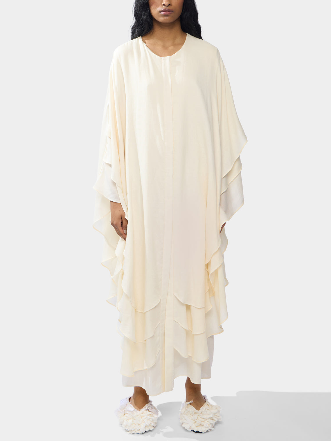 Les Vacances D'Irina - The Supergirl Wool, Silk and Cashmere Cape | One Size - Ivory - ABASK