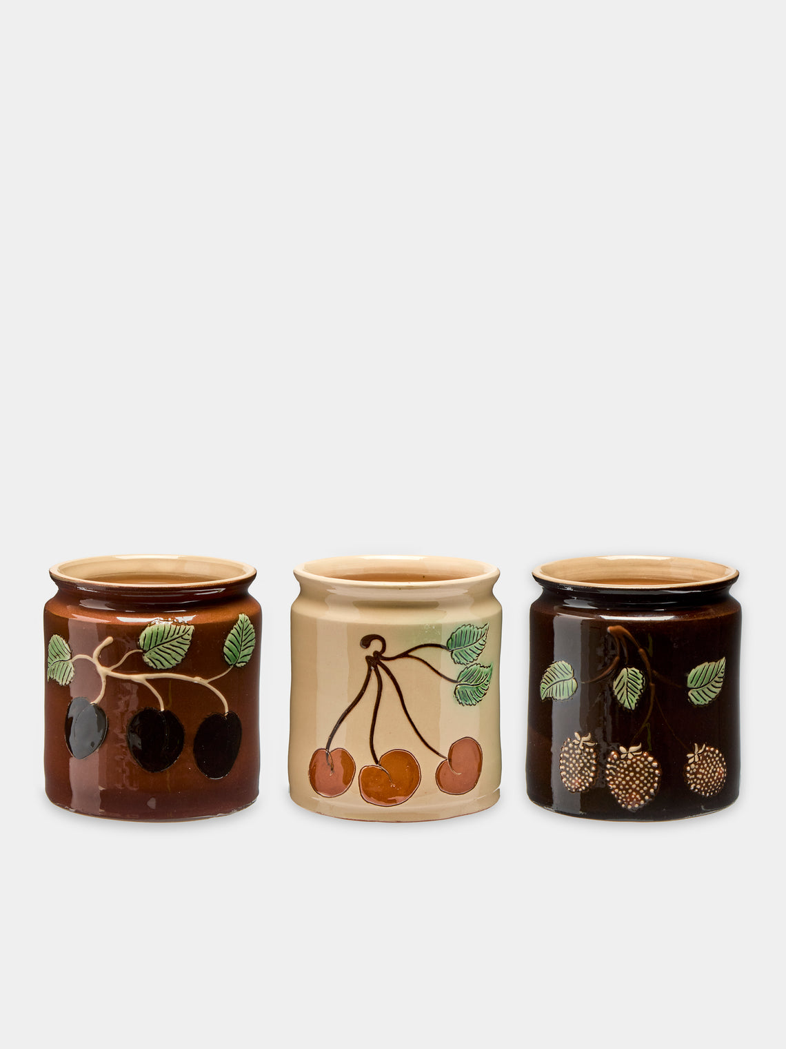 Poterie d’Évires - Fruits Hand-Painted Ceramic Jars (Set of 3) -  - ABASK - 