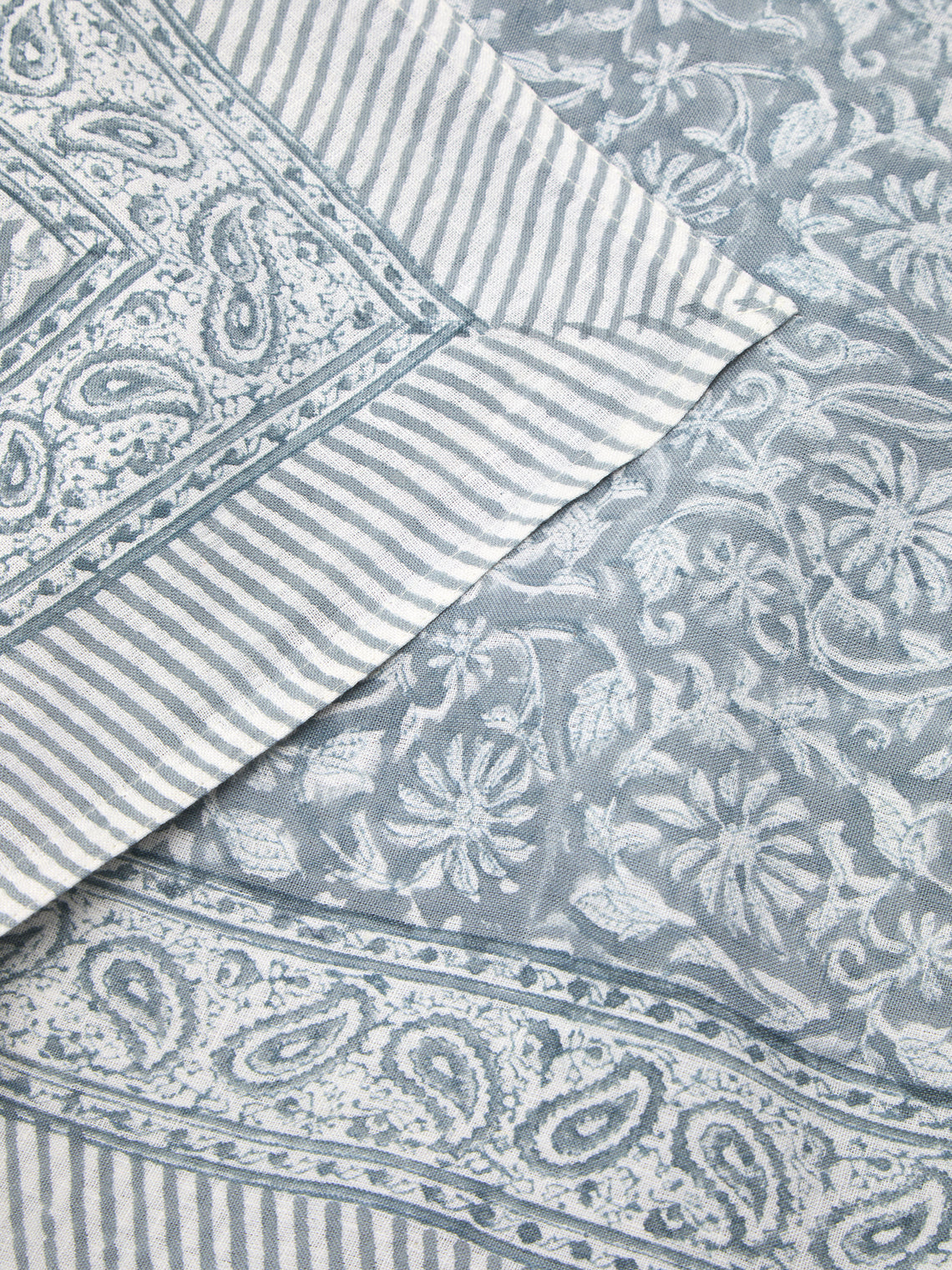Chamois - Margerita Block-Printed Linen Large Rectangular Tablecloth -  - ABASK