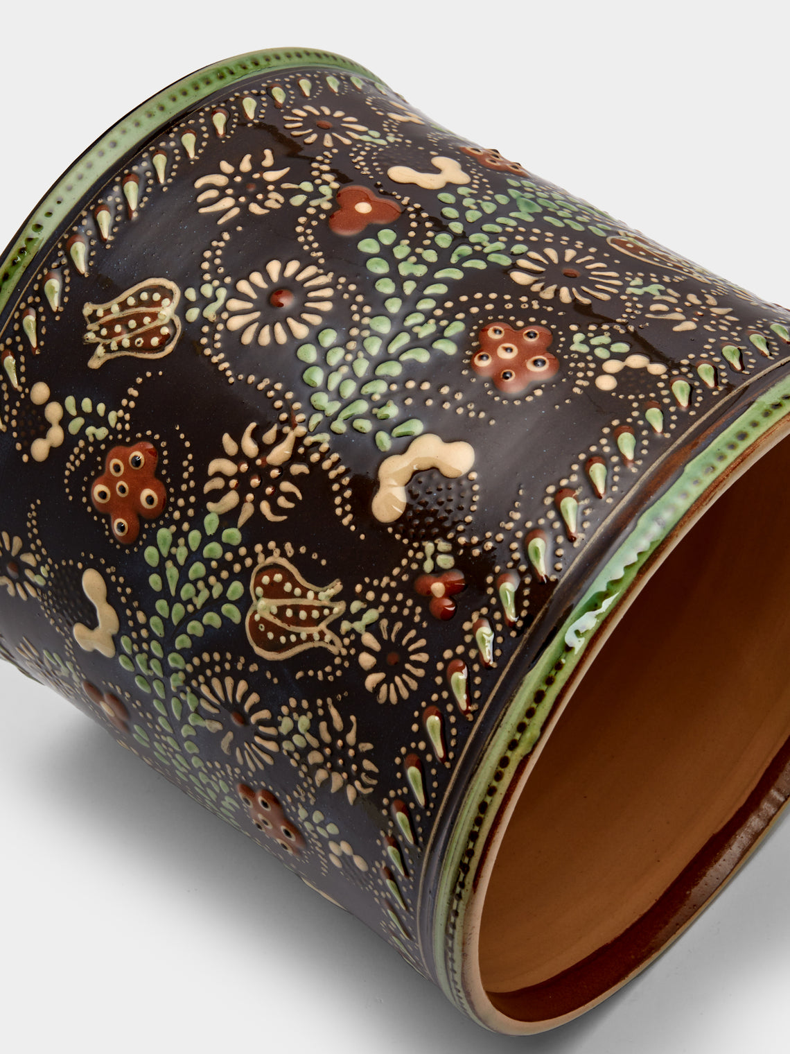 Poterie d’Évires - Flowers Hand-Painted Ceramic Large Lidded Pot -  - ABASK