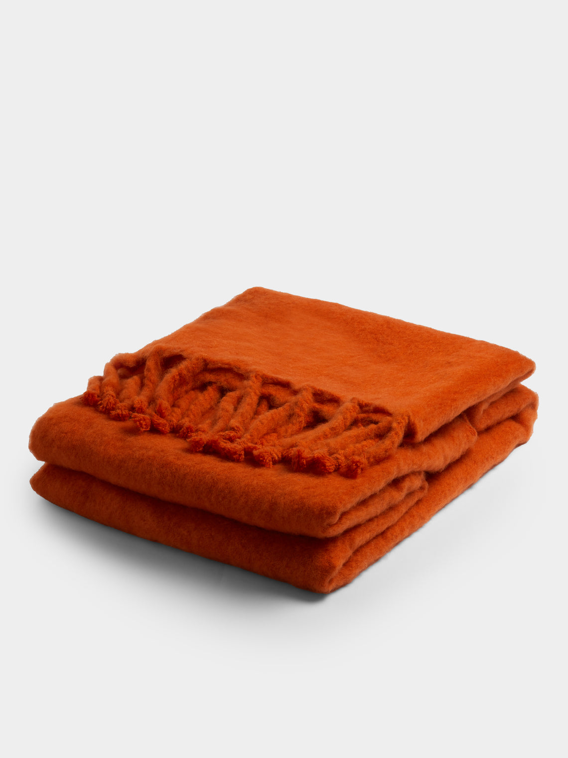 Lena Rewell - Handwoven Solid Mohair Blanket (118in/3m) - Orange - ABASK