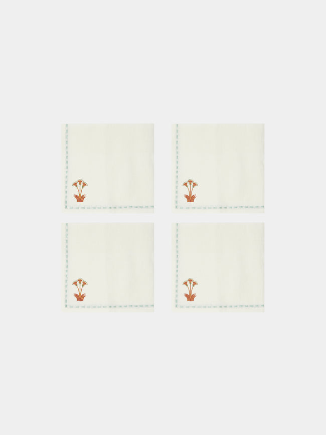 Malaika - Sacred Nile Hand-Embroidered Linen Napkins (Set of 4) -  - ABASK