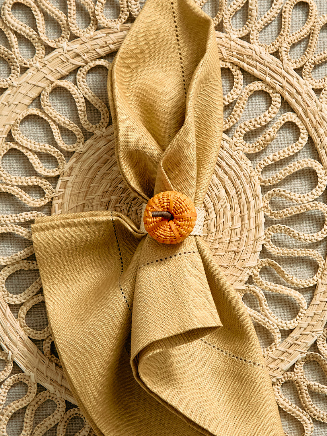 Coro Cora - Thanksgiving Handwoven Iraca Palm Napkin Rings (Set of 4) -  - ABASK