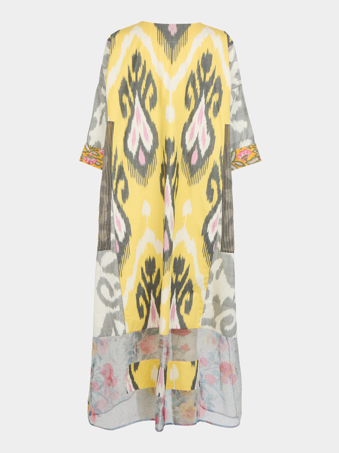 Nazzy Beglari - Hand-Loomed Ikat Silk and Cotton Kaftan Dress  | One Size -  - ABASK