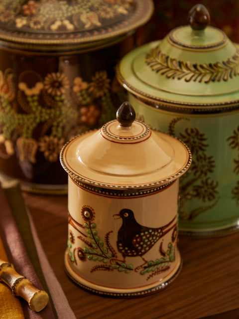 Poterie d’Évires - Birds Hand-Painted Ceramic Small Jar -  - ABASK