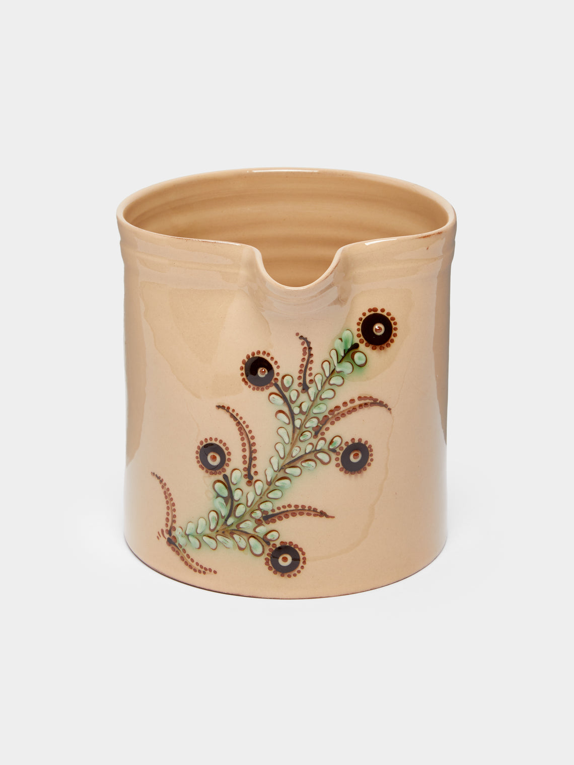 Poterie d’Évires - Flowers Hand-Painted Ceramic Straight-Edge Jug -  - ABASK