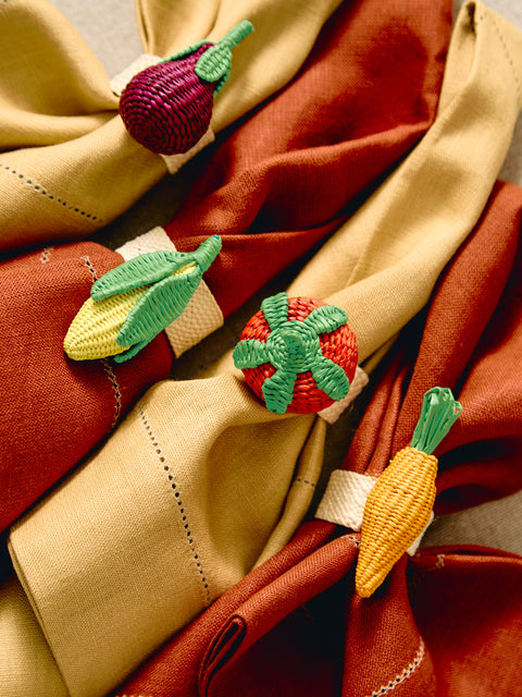 Coro Cora - Thanksgiving Handwoven Iraca Palm Napkin Rings (Set of 4) -  - ABASK