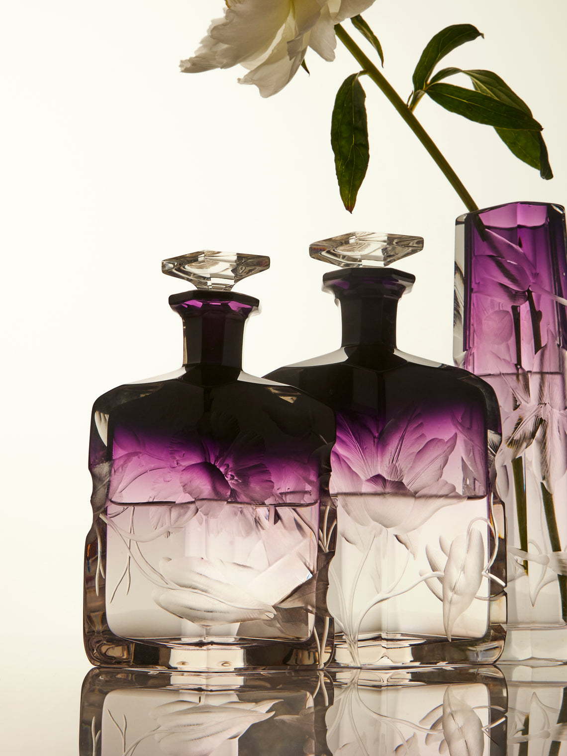 Antique and Vintage - 1900s Moser Hand-Engraved Cut Crystal Perfume Bottle -  - ABASK