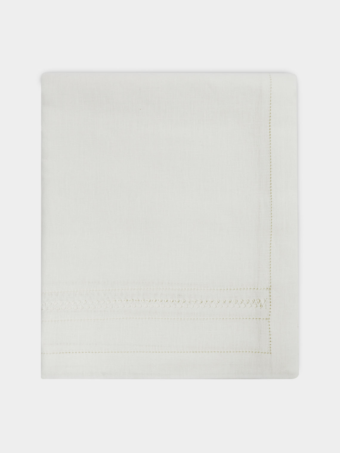Volga Linen - Diamond-Stitch Linen Round Tablecloth -  - ABASK - 