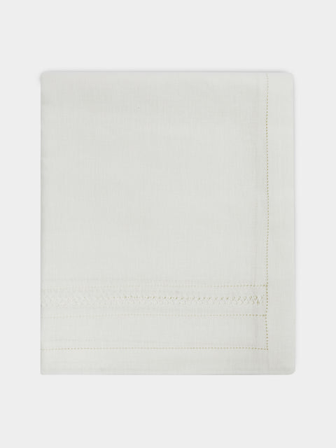 Volga Linen - Diamond-Stitch Linen Round Tablecloth -  - ABASK - 