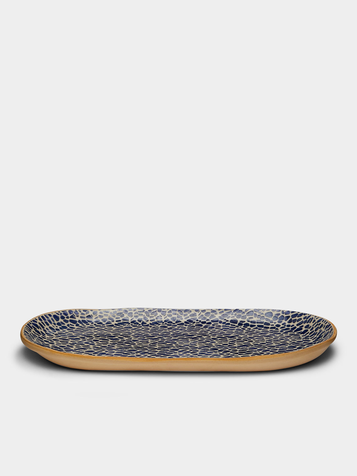 Terrafirma Ceramics - Hand-Printed Ceramic Large Fish Platter - Blue - ABASK