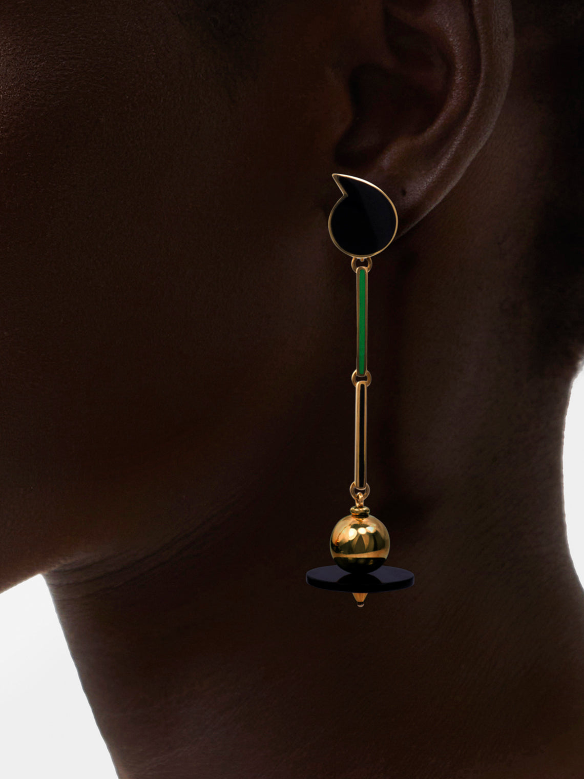 Mahnaz Collection - Vintage Giorgio Facchini 18-Karat Gold, Onyx and Enamel Drop Earrings - Gold - ABASK