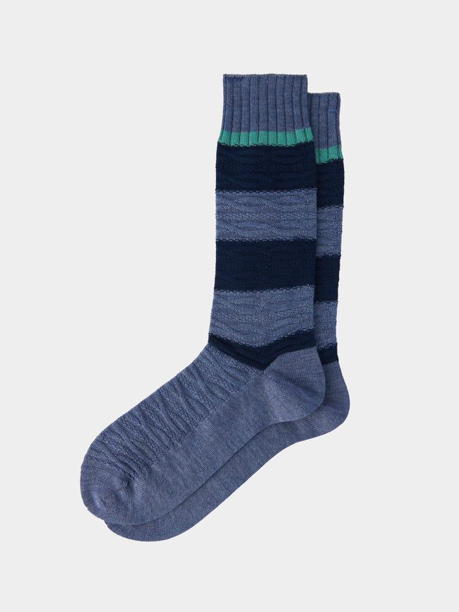 Maria La Rosa - Ribbed Cashmere and Silk Striped Socks | One Size -  - ABASK - 