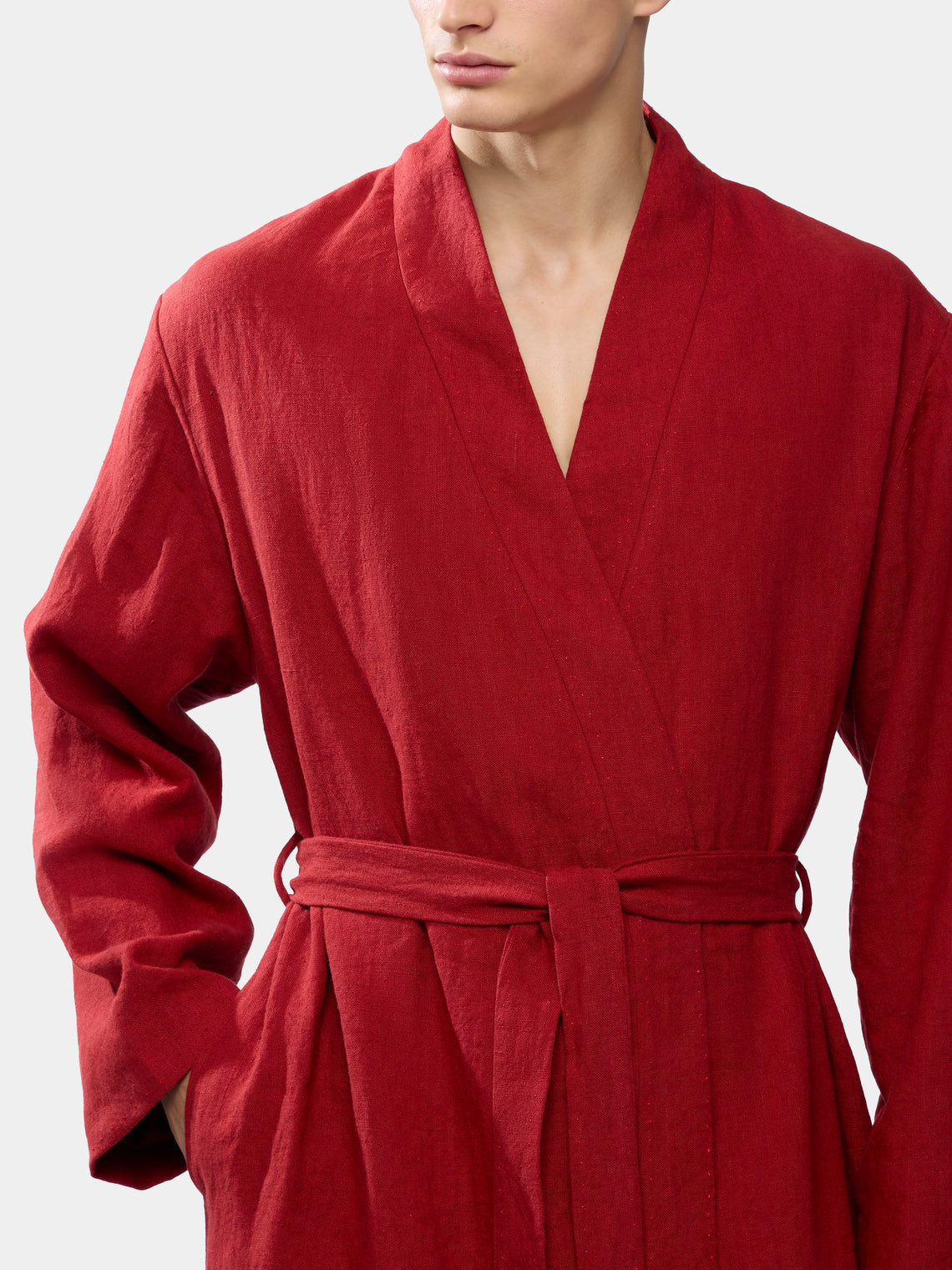 Dots and Lines Hand-Stitched Silk Robe | Size: M