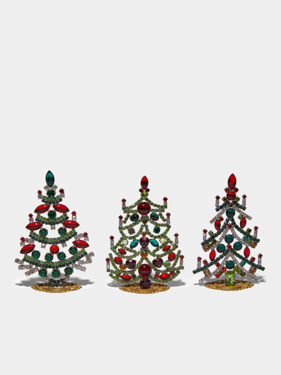 Antique and Vintage - 1930s Czech Jewelled Extra Small Christmas Trees (Set of 3) -  - ABASK - 