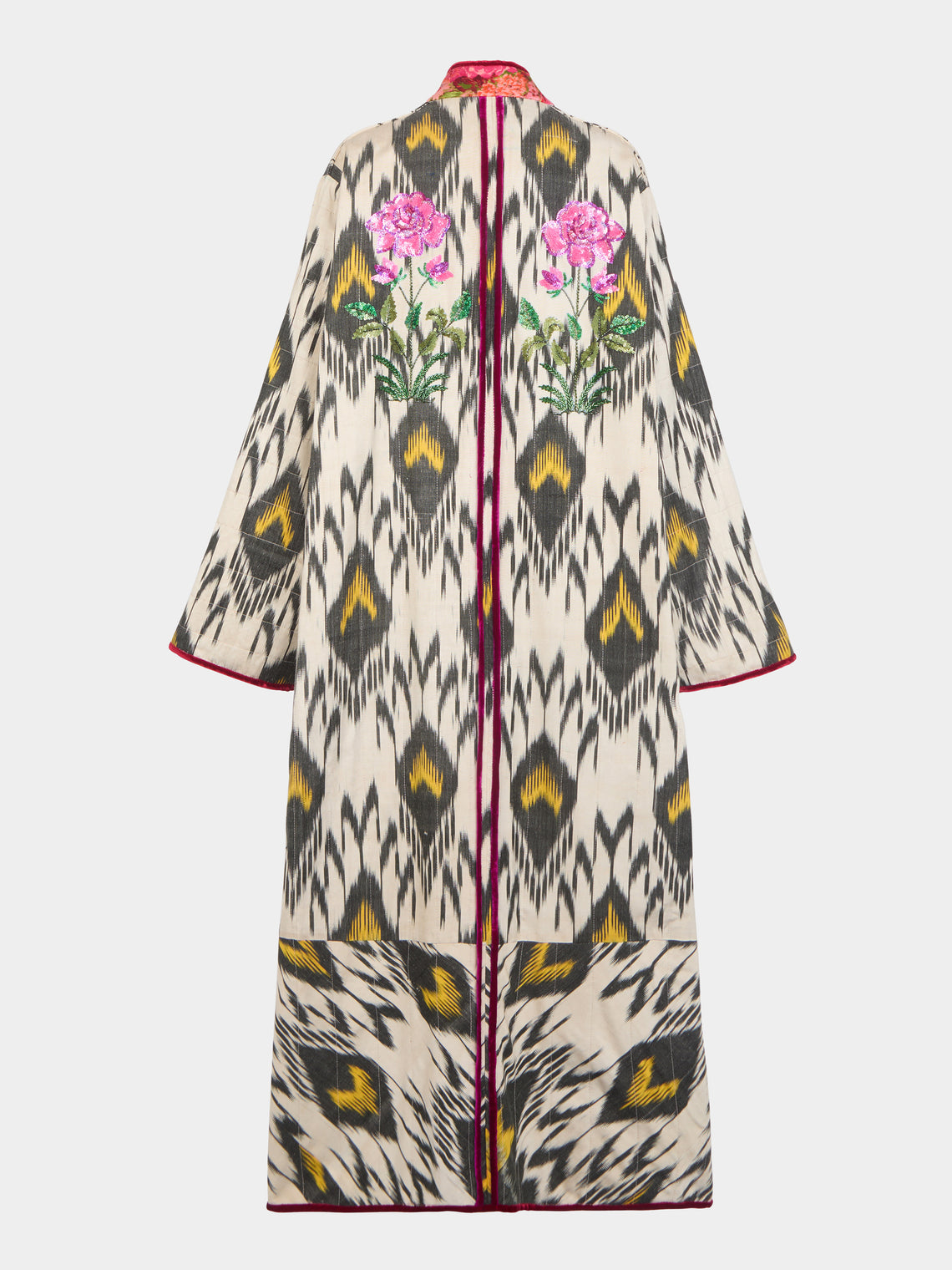 Nazzy Beglari - Hand-Loomed Ikat Velvet Reversible Robe  | One Size -  - ABASK