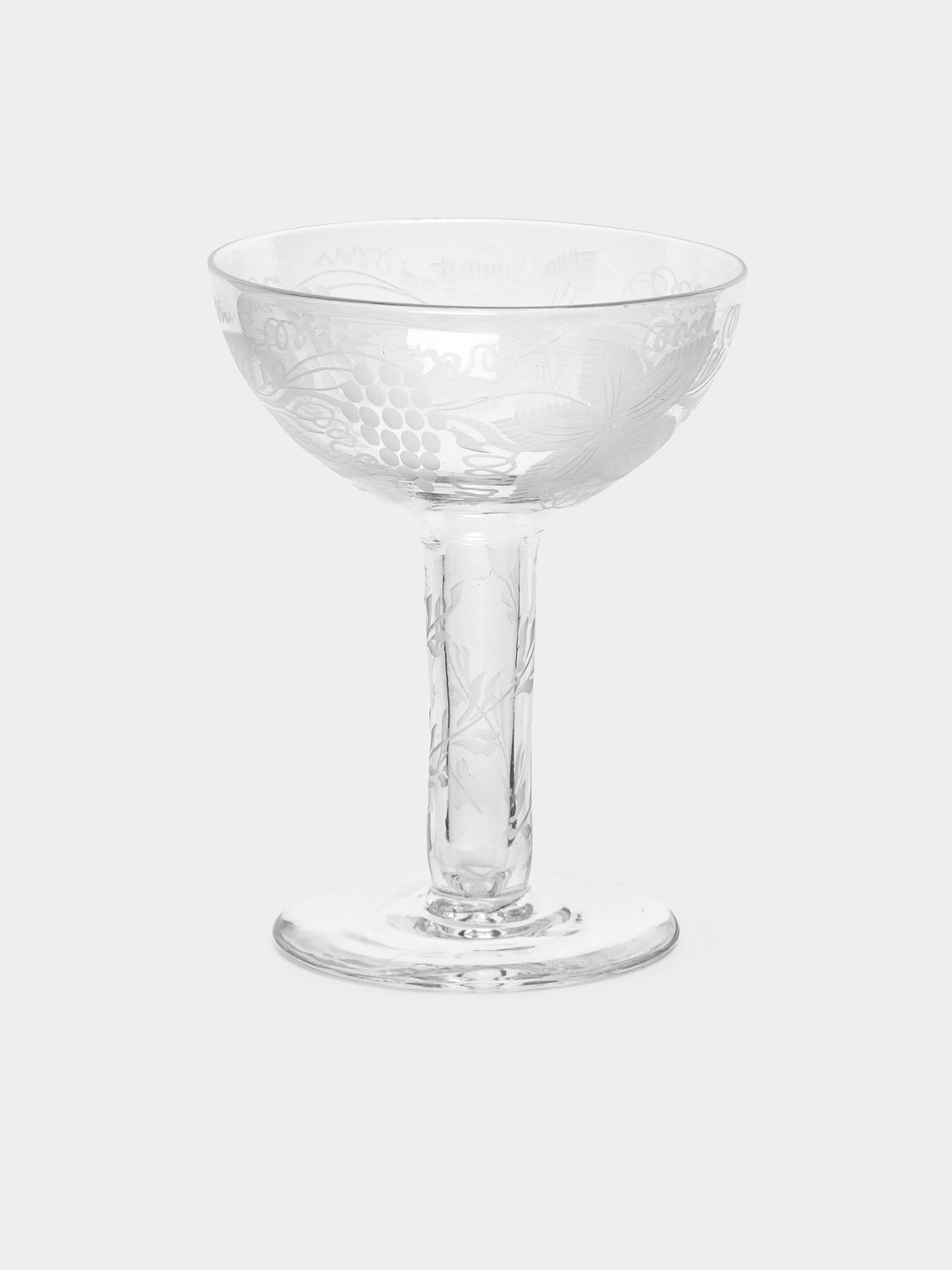 Antique and Vintage - 1830s Vine Etched Hollow Stem Champagne Coupe (Set of 8) -  - ABASK - 