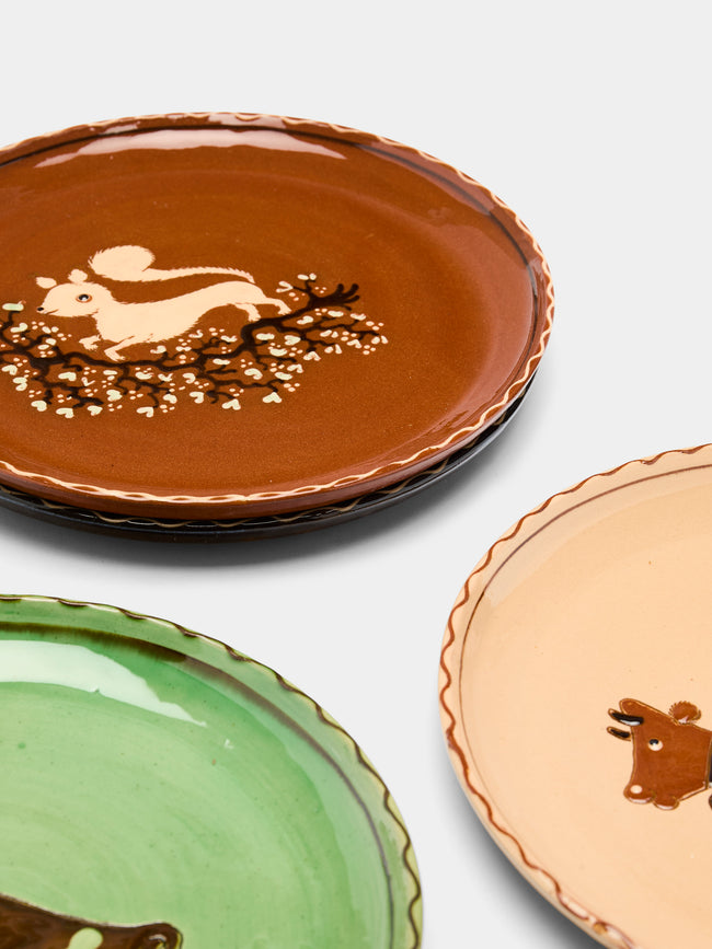 Poterie d’Évires - Animals Hand-Painted Ceramic Side Plates (Set of 4) -  - ABASK