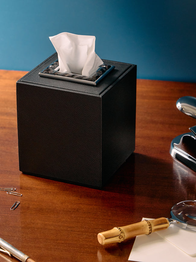 Lorenzi Milano - Leather and Oryx Horn Cube Tissue Box -  - ABASK