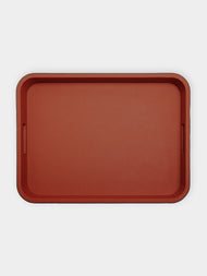 Giobagnara - Polo Leather Rectangular Tray with Handles -  - ABASK - 