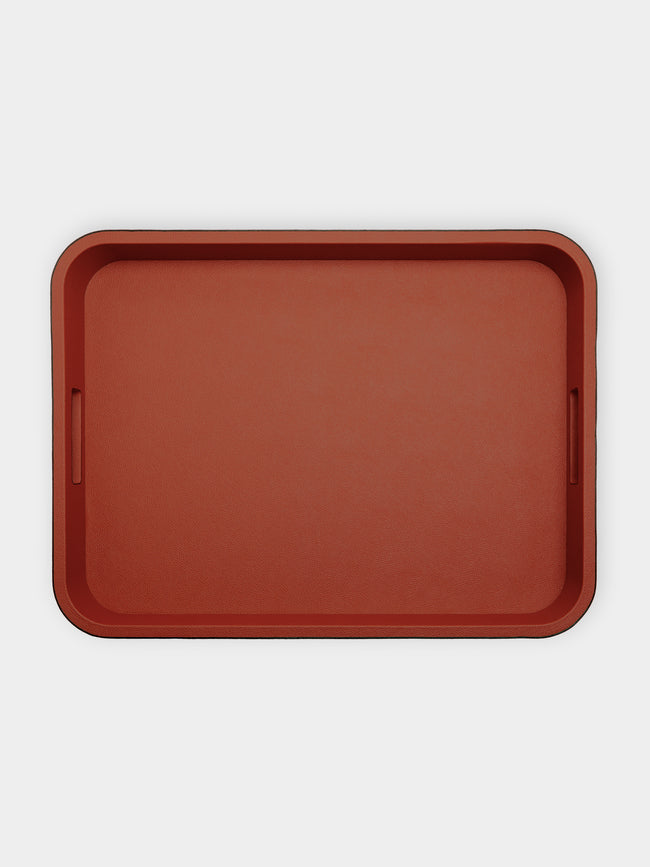 Giobagnara - Polo Leather Rectangular Tray with Handles -  - ABASK - 