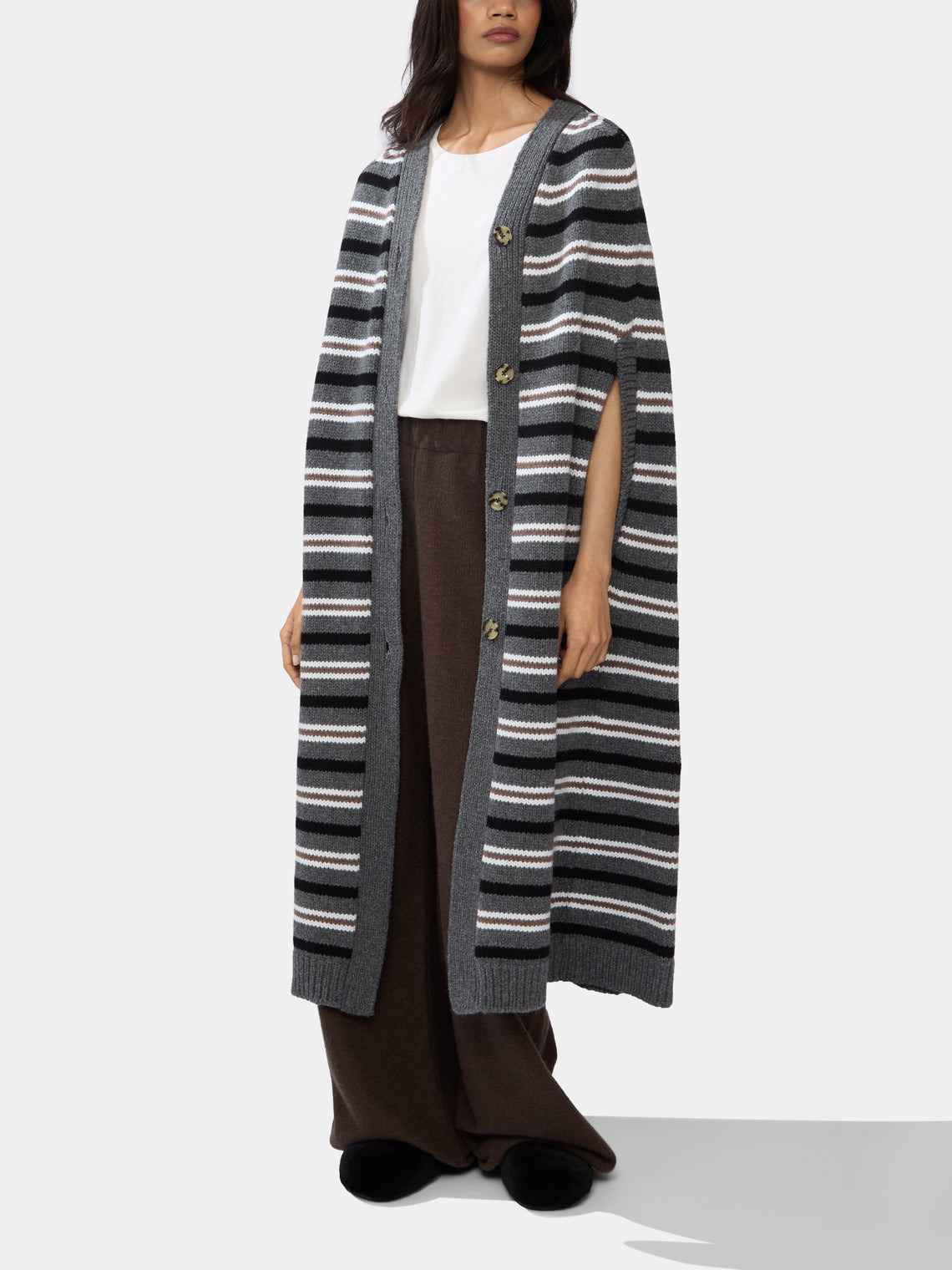 Isa Arfen - Lambswool Striped Cape | One Size -  - ABASK